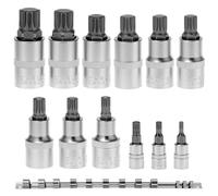 QWORK® 12 Piezas llaves de vaso internas, juego de llaves dentado múltiple M4/M5/M6/M8/M9/M10/M11/M12/M13/M14/M16/M18