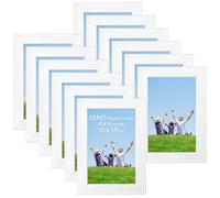 QWORK® 12 piezas marcos para cuadros, marco blancos 10x15 cm, marcos fotos, para exhibición en pared y mesa