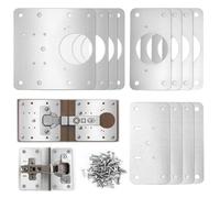 QWORK® 12 Piezas placas reparación bisagras, placa de reparación de acero inoxidable con tornillos, para reparación de puertas y muebles
