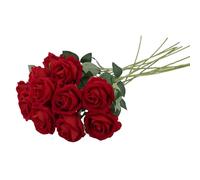 QWORK® 12 Piezas Rosas Artificiales, Rosas Rojas, Flores Artificiales con Tallos Largos de plástico para Bodas, decoración del hogar