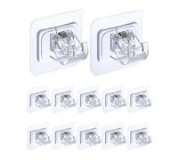 QWORK® 12 Piezas Soporte Barra Cortina sin taladrar, Soporte Barra Autoadhesivo para Cortinas, baño y Cocina - Soporta hasta 5 kg