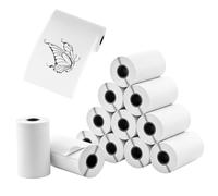 QWORK® 12 Rollos Papel Térmico Autoadhesivo 53mm x 3.6m - Pegatinas Blancas de Larga Duración para Bullet Journal, Organización y Fotos - Compatible con Phomemo M02, T02, M02S