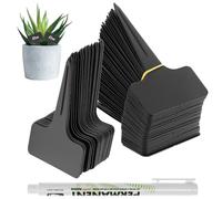 QWORK® 120 Piezas etiquetas planta de plástico, forma en T etiquetas de jardín resistentes a la intemperie con bolígrafo de marcado, para plantas de interior y exterior