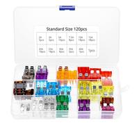 QWORK® 120 piezas kit de fusibles para coche, fusibles de amperaje estándar para caravanas y automóviles, 2A/3A/5A/7,5A/10A/15A/20A/25A/30A/35A/40A