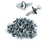 QWORK® 120 Piezas Tornillos Roscachapas M5.5 x 25mm, Tornillos Autorroscantes Hexagonales con Arandela de Sellado