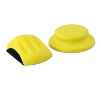 QWORK® 125mm 2 Piezas Taco de Lija, Bloque de Lijado Manual con Gancho y Bucle para Disco de Pulido, Formas Redondas y De Ratón