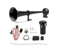 QWORK® 12V 125db Bocina de camión Bocina de automóvil Cromo Zinc 450 mm Bocina única con compresor, Apto para todos los vehículos de 12V Camiones Trenes Coches Barcos