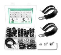 QWORK® 136 piezas kit de abrazaderas para cables, abrazaderas para tubos de acero inoxidable 304 con inserto de goma, 10 tamaños: 6/8/10/13/16/19/25/32/38/45 mm