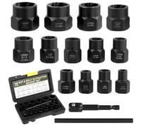 QWORK® 15 piezas juego de extractores de tornillos y tuercas, extractor de tornillos, ideal para quitar tornillos y pernos oxidados y desgastados