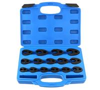 QWORK® 15 piezas juego de llaves de pata de gallo, Impulsada por 1/2" y 3/8", llaves métricas de 8-24 mm, cromo molibdeno