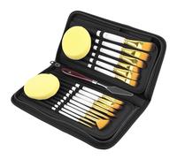 QWORK® 15 Piezas Pinceles, Pintura acrílica con Bolsa de Transporte, para Pintura acrílica, al óleo, Acuarela y Gouache