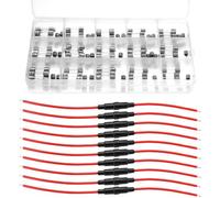 QWORK® 150 piezas 5 x 20 mm 0.1-20A kit de fusibles de tubo de vidrio, 10 piezas tipo tornillo en línea 5 x 20 mm 16 AWG portafusibles