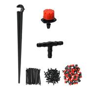 QWORK® 150 Piezas Kit de riego de jardín, kit riego por goteo automatico, Aspersores de goteo + Tubos en T + Estacas de soporte de manguera