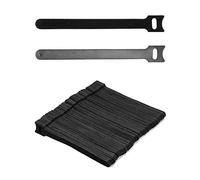 QWORK® 150 Piezas Sujeta de Gancho y Bucle para Cables, 150 x 12 mm Bridas Reutilizables para Organizador de Cables (Negro)