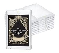 QWORK® 16 Piezas Fundas de Cartas Magnéticas, 35PT Magnetic Card Holder, Fundas para Tarjetas de Acrílico con Protección UV, para Tarjetas Estándar, Tarjetas Deportivas, Naipes