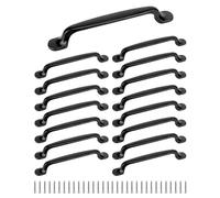 QWORK® 16 piezas tiradores de cocina, tiradores de muebles negros, tiradores de cajones, aleación de aluminio, 128 mm