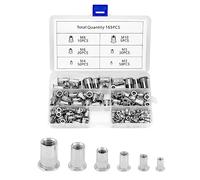 QWORK® 165 Piezas Tuercas Remachables de Acero Inoxidable 304, Remaches Roscados de Cabeza Plana, 6 Tamaños M3 M4 M5 M6 M8 M10