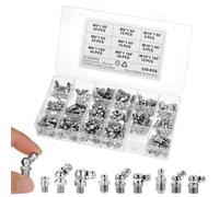 QWORK® 170 Piezas Kit Surtido de boquillas de engrase, M6/M8/M10 Rectas, en ángulos de 45° y 90°, para automoción y Agricultura