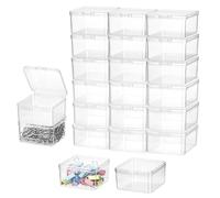 QWORK® 18 Piezas Caja Almacenaje Plastico con Tapa, Cajas Pequeñas Transparentes 65 x 65 x 35 mm con para Almacenamiento de Accesorios