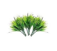 QWORK® 18 Piezas Hierba Artificial de Plástico, Plantas Artificiales Exterior y Interior para Jardín Hogar Oficina Veranda Boda Fiesta (30-40 cm)