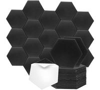 QWORK® 18 Piezas paneles acústicos autoadhesivos, 30x26x0.9cm paneles insonorizacion pared hexagonales negras, paneles de espuma acústica de alta densidad, para estudio y oficina
