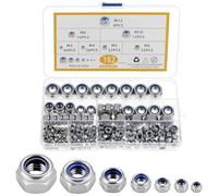 QWORK® 182 piezas de tuercas de bloqueo autoinmóviles de acero inoxidable 304 con inserto de nailon, varios tamaños M3/M4/M5/M6/M8/M10/M12