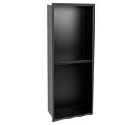 QWORK® 2 Niveles Nicho de Ducha Empotrado de Acero Inoxidable 304, Moldura de Una Pieza, para Artículos de Tocador, Negro Mate, 70x28x12,5 cm