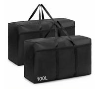 QWORK® 2 Pack 100L bolsa almacenaje ropa con cremalleras, bolsas de tela Oxford impermeables para ropa, ropa de cama y más, 80 * 45 * 25cm