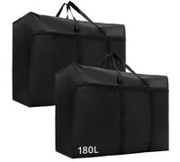 QWORK® 2 Pack 180L bolsa almacenaje ropa con cremalleras, bolsas de tela Oxford impermeables para ropa, ropa de cama y más, 100 * 58 * 28cm