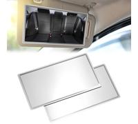 QWORK® 2 Pcs Espejo de Maquillaje Adhesivo para Parasol Coche, 15x8 cm, Espejo de Acero Inoxidable, Resistente y Elegante