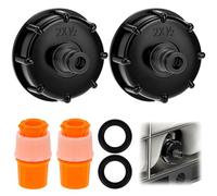 QWORK® 2 piezas adaptador para tanque IBC, tapa de grifo para tanque de almacenamiento de agua S60X6 de 1/2", color negro, con 2 conectores de grifo.