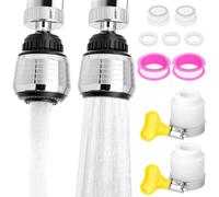 QWORK® 2 Piezas aireador para grifo, grifo de cocina ajustable 360°, ahorrador de agua, cabezal de rociado de grifo de 2 modos con conexiones universales