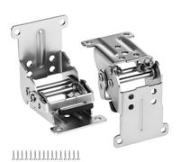 QWORK® 2 Piezas Bisagras Plegables Mensula Plegable de 90 Grados para Patas de Muebles Herrajes para Mesas Plegables con 20 Tornillos - Plata