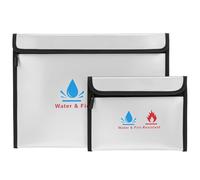 QWORK® 2 piezas bolsa para documentos, ignífuga e impermeable,gran capacidad, ideal para documentos A4 y objetos de valor,28 x 38 cm y 23.5 x 17.5 cm