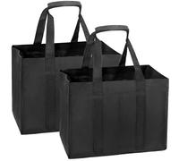 QWORK® 2 Piezas Bolsas de Transporte para 12 Botellas de 1.5 l, Oxford Resistente al desgarro, con divisores y asa, Plegables, para IR de Compras y Acampar, 45 x 27 x 27 cm