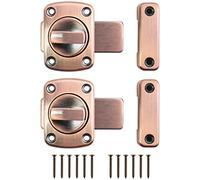 QWORK® 2 Piezas Cerradura Giratoria de Puerta, Cerrojo Puerta de Seguridad de Acero Inoxidable, Pestillo Antirrobo para Puerta de Baño Armario, Bronce Rojo