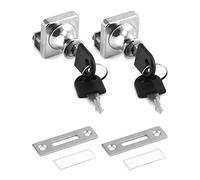 QWORK 2 Piezas cerradura puerta cristal, Cerradura para Vitrina de Vidrio, cerradura armario con 4 llaves,para puertas de vidrio, armarios
