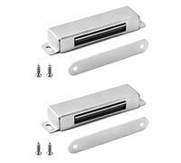 QWORK® 2 Piezas Cierres Magnéticos Todo Metal - Fuerza de Sujeción 18 kg - Imanes para Puertas de Armario y Muebles (Blanco)