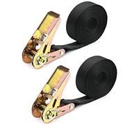 QWORK 2 Piezas Cinchas Correa trinquete, Correas de trinquete, 6 m x 25 mm, para Motocicleta, automóvil, Remolque, hogar