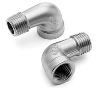 QWORK® 2 piezas conector de tubería, 90 grados, conectores de codo rosca macho de1/4" a hembra BSP de 1/4", acero inoxidable 304