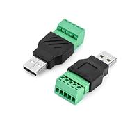 QWORK® 2 Piezas Conector USB, USB 2.0 A Macho a 5 Pin Bloque de Terminales de Tornillo PCB (2 x Conector USB Macho)
