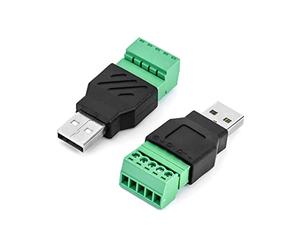 QWORK® 2 Piezas Conector USB, USB 2.0 A Macho a 5 Pin Bloque de Terminales de Tornillo PCB (2 x Conector USB Macho)