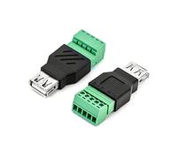 QWORK® 2 Piezas Conector USB, USB 2.0 A Macho & Hembra a 5 Pin Bloque de Terminales de Tornillo PCB (Conector USB Hembra & Hembra) (2 x Conector USB Hembra)