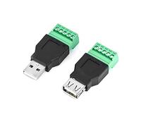 QWORK® 2 Piezas Conector USB, USB 2.0 A Macho & Hembra a 5 Pin Bloque de Terminales de Tornillo PCB (Conector USB Hembra & Hembra)
