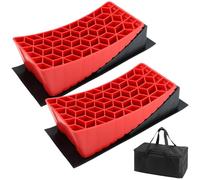 QWORK® 2 Piezas Cuñas para Ruedas, Cuñas para Autocaravanas, Nivelación Continua hasta 11cm, Calzos para Ruedas con Bolsa de Almacenamiento, para Autocaravanas, Caravanas, Remolques