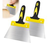 QWORK® 2 piezas de espátulas para pintores, juego de espátulas de 18 cm para raspar papel tapiz y cuchillo de espátula - con mango de silicona ergonómico y cuchilla de acero al carbono flexible.