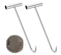 QWORK® 2 Piezas Elevador de Tapa de Canal de 30 cm, Ganchos para Tapa de alcantarilla, Elevador de Tapa de alcantarilla de Acero Inoxidable