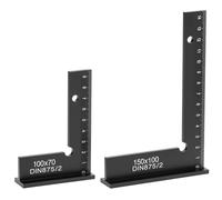 QWORK® 2 Piezas escuadra carpintero 90°, 100 x 70 mm y 150 x 100 mm ángulo de carpentería de aleación de aluminio con escala en centímetros, para procesamiento de metales y en taller