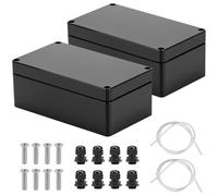 QWORK® 2 Piezas impermeable caja de unión de plástico ABS, Caja Conexiones Electricas IP65, 158 x 90 x 60 mm, negra