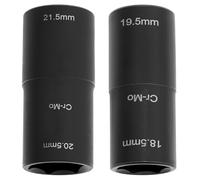 QWORK® 2 Piezas Llave de Vaso de Impacto 1/2", 18,5 x 19,5 mm y 20,5 x 21,5 mm, Acero Cr-Mo - Compatible con Ford, Range Rover y Jeep